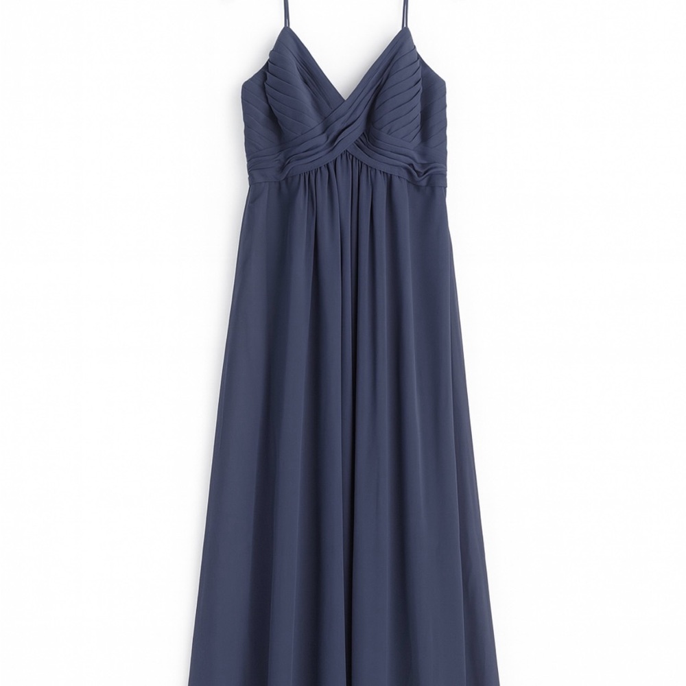 Azazie Dusty Blue Chiffon Maxi Dress Size A16 | Bridesmaid Formal Gown